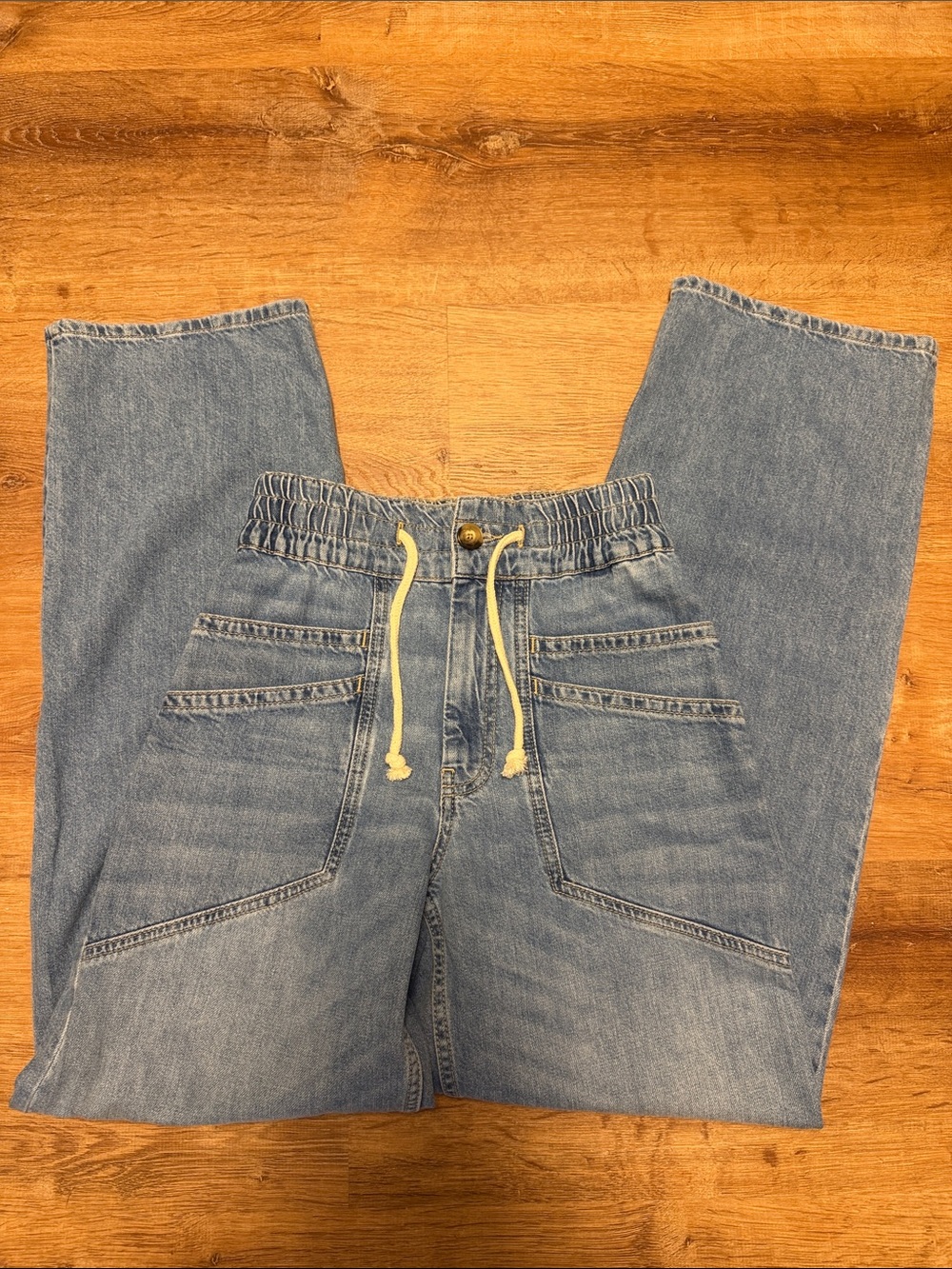 NWT ba&sh Light Blue Relaxed Drawstring Jeans EU 34 US 2/XS